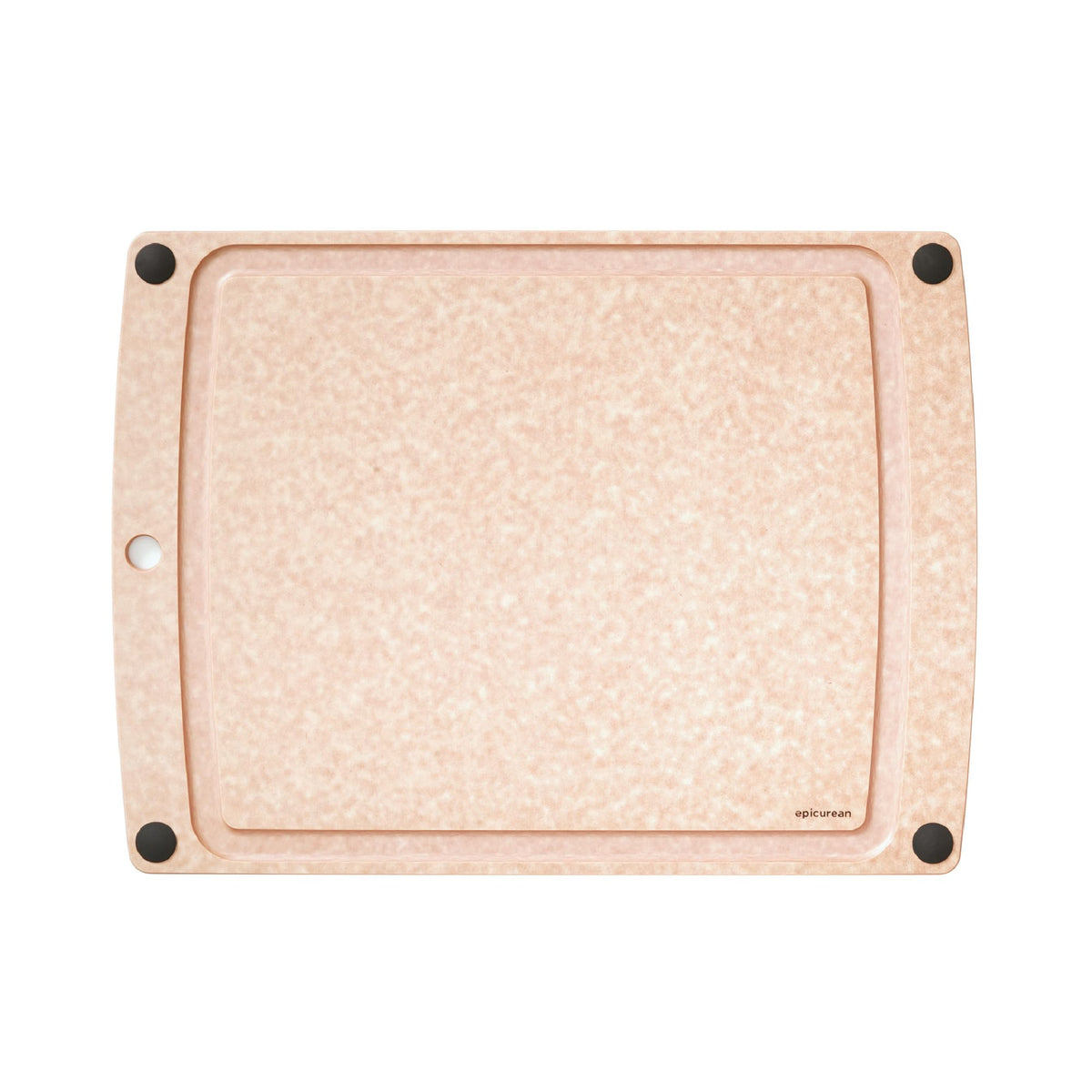Epicurean All-In-One Cutting Board with juice groove seen from above for mess reduction