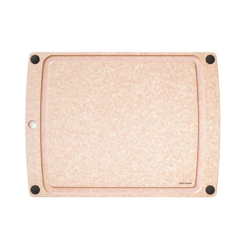 Epicurean All-In-One Cutting Board with juice groove seen from above for mess reduction