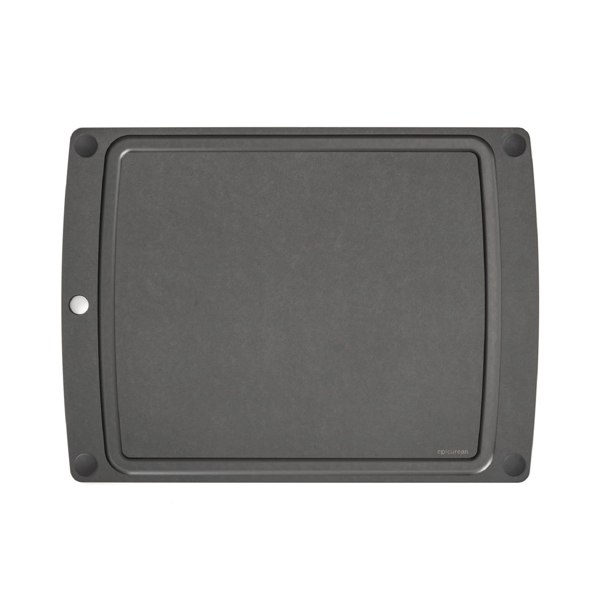 Epicurean All-In-One Cutting Board with juice groove catching liquids during prep.