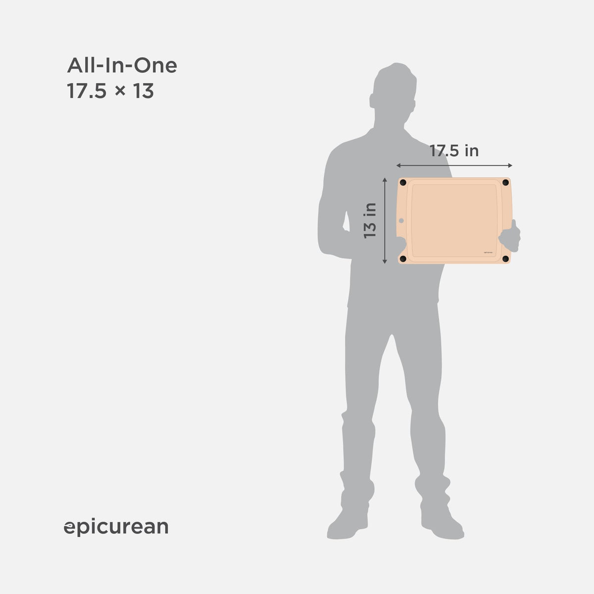 Epicurean all-in-one cutting board, non-slip feet close-up for secure chopping.