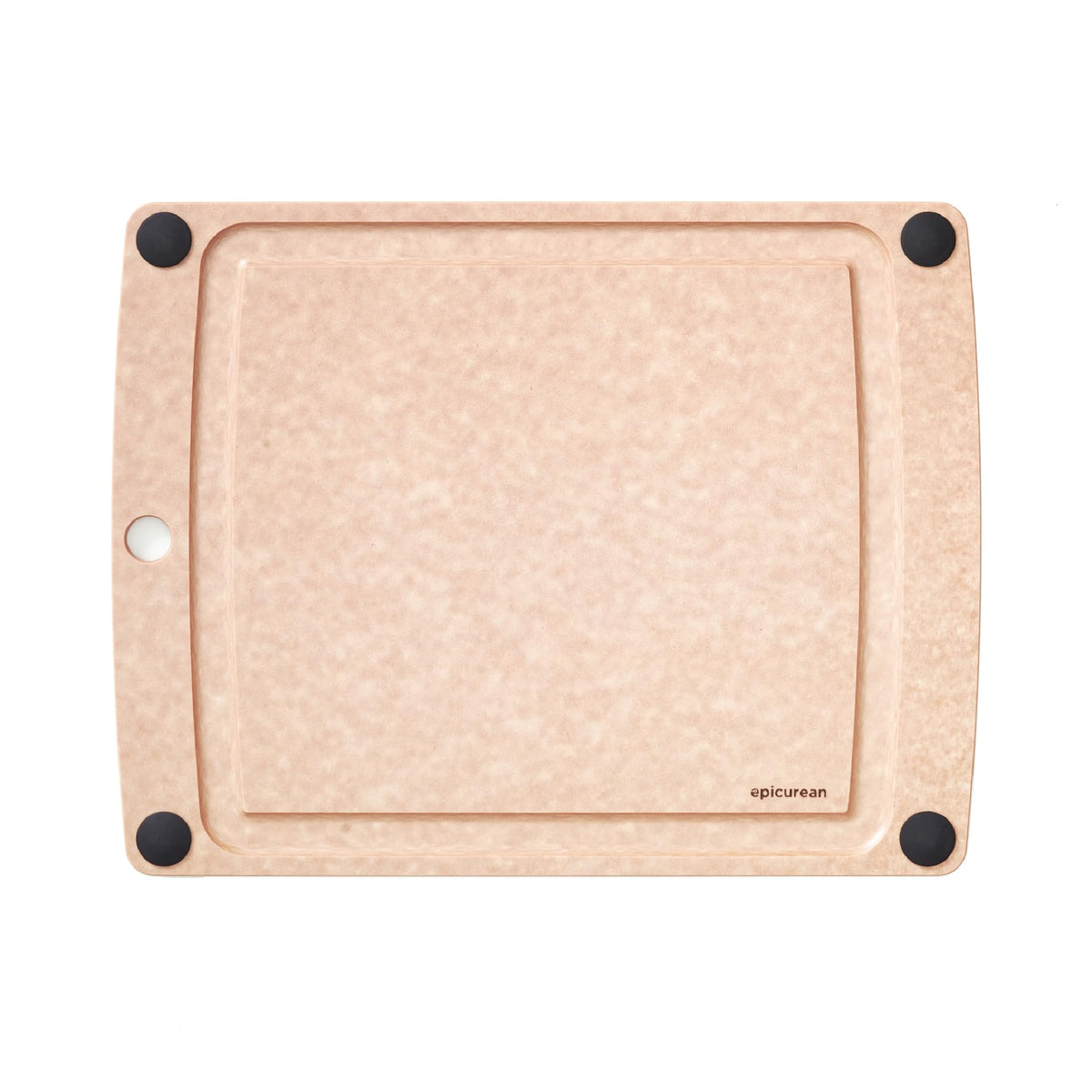Epicurean all-in-one cutting board with non-slip feet and juice groove for mess-free prep.