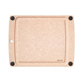 Epicurean all-in-one cutting board with non-slip feet and juice groove for mess-free prep.