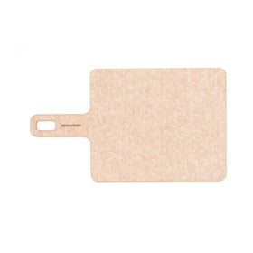 Epicurean Handy Series cutting board with handle, natural finish, easy grip.