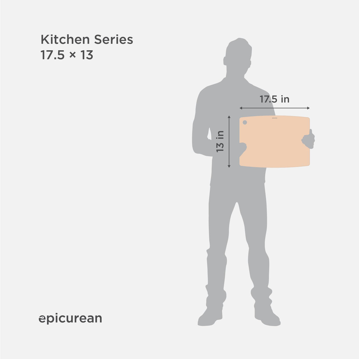 Epicurean natural board features built-in hole for easy grab and storage.