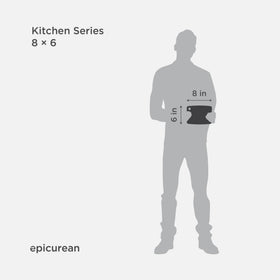 Epicurean Kitchen Series slate 8x6 board, dishwasher-safe for quick cleanup.
