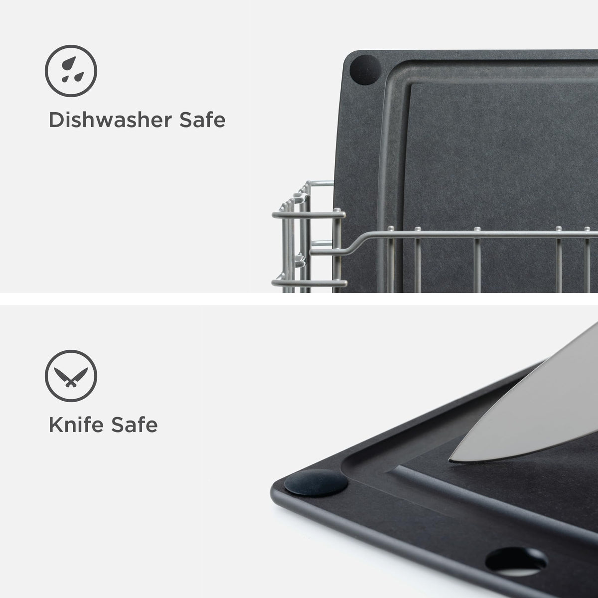 Richlite surface shows durable, knife-friendly prep area