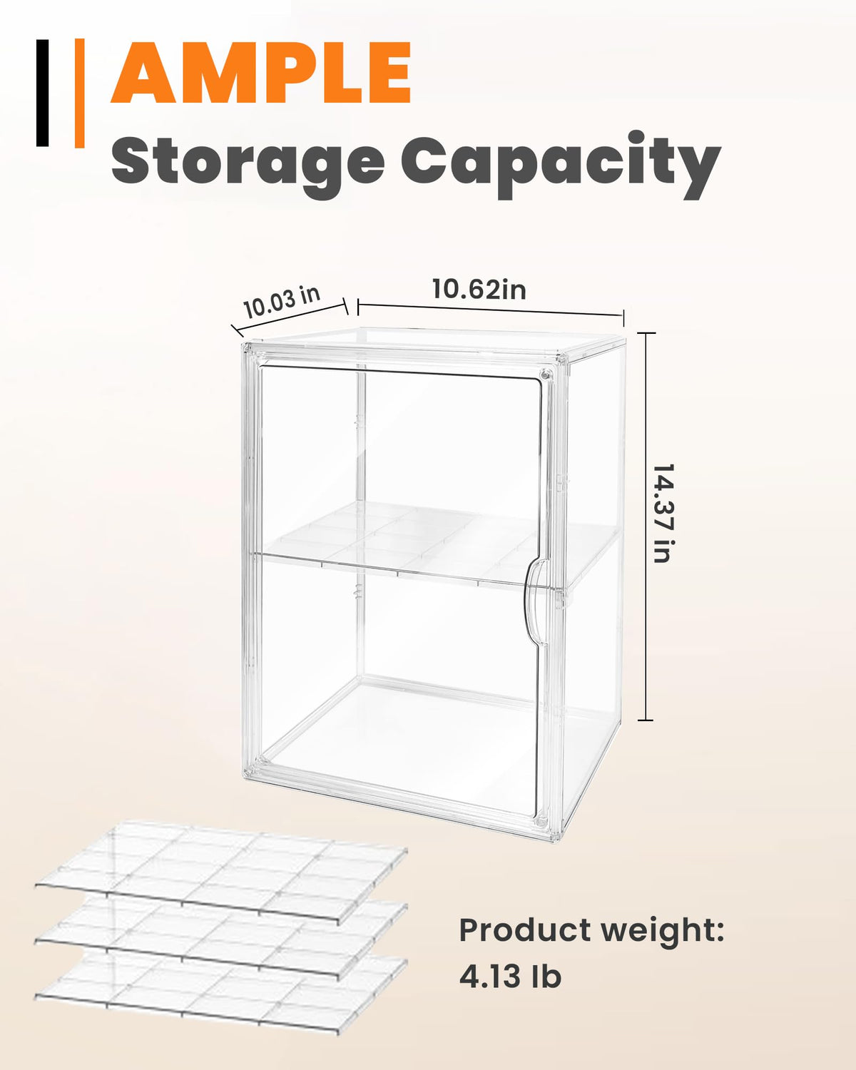 EPSUNORISE bread box with four adjustable dividers for customized storage.