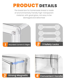 EPSUNORISE bread box clear, glossy body keeps contents visible.