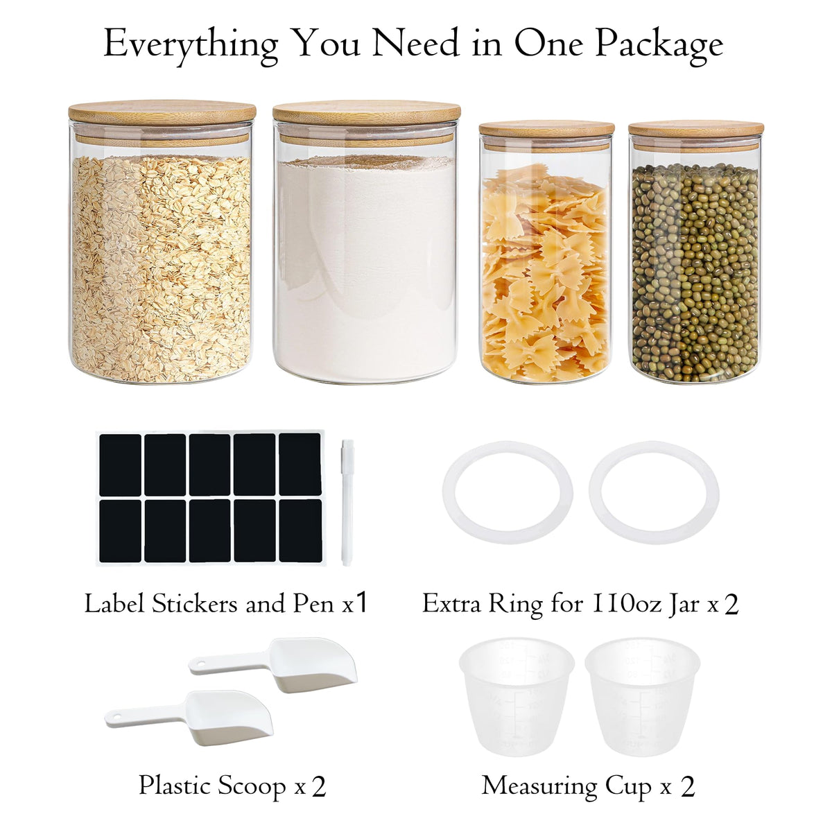 EQEY jar set ideal for spices, flour, sugar and coffee beans.
