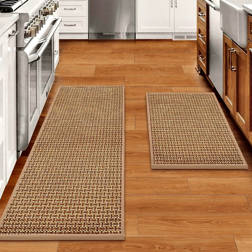Eqivei non-slip kitchen rug with waterproof backing keeps floors dry and safe.