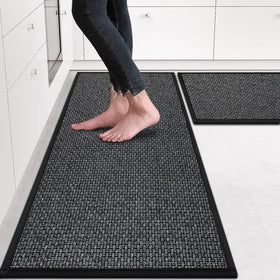 eqivei kitchen rug with non-slip backing stays secure on smooth floors