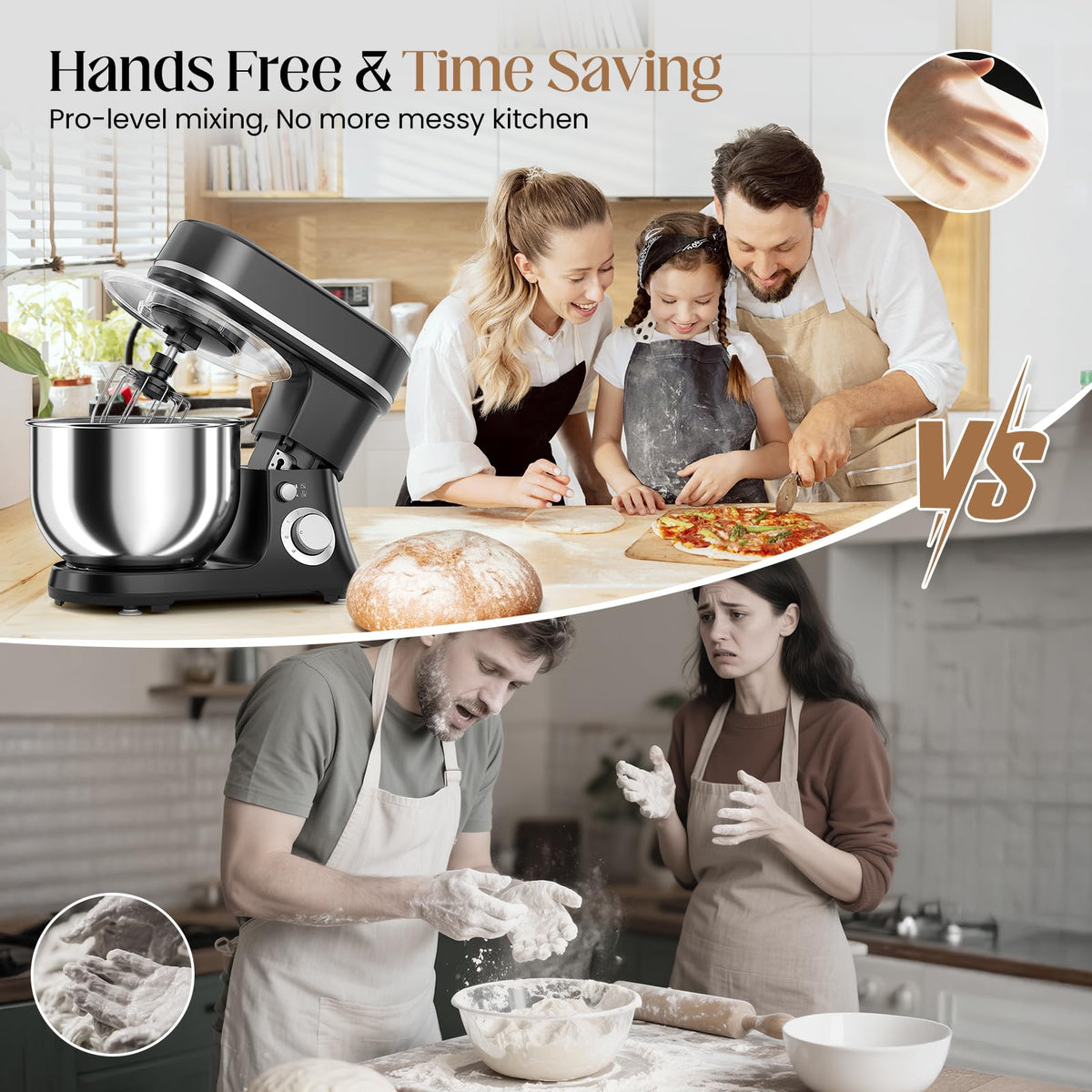 EQTLVFH 800W stand mixer dough hook for bread and pizza dough