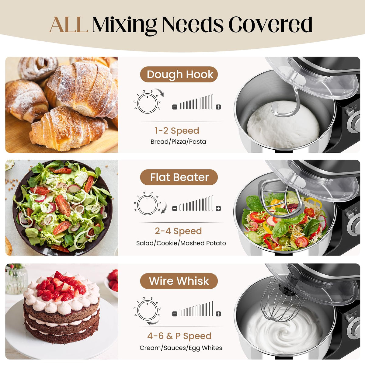 EQTLVFH 800W mixer wire whisk ideal for meringues and whipped cream