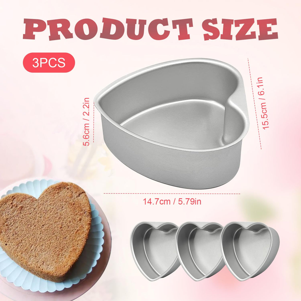 EQUNROY 6-inch heart pan with even heat for consistent baking results.