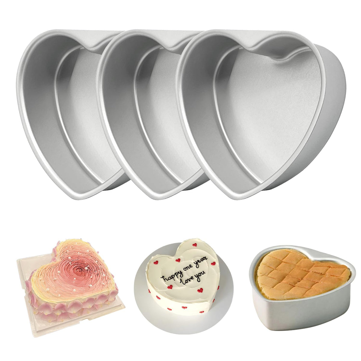 EQUNROY 6-inch heart cake pan with nonstick surface for easy release and cleaner baking.