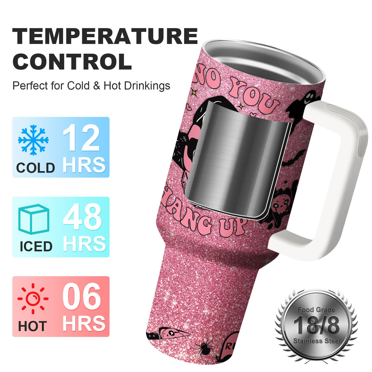 Equoza 40oz tumbler with lid for long-lasting coffee on the go.