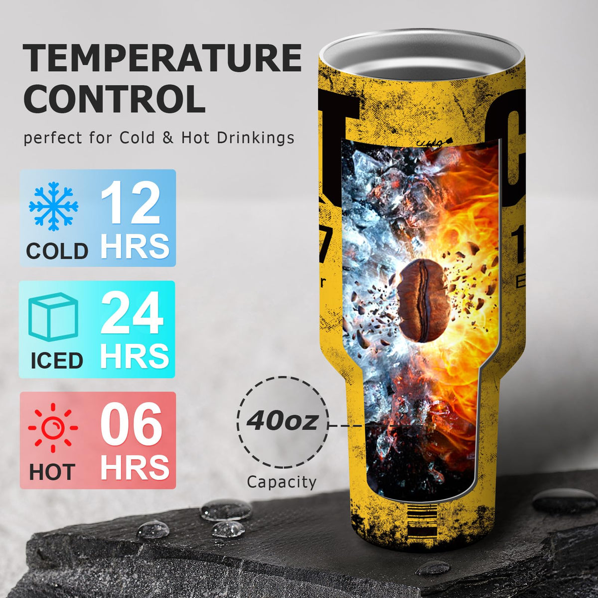 Equoza CAT 40oz tumbler with double-wall insulation for temperature control