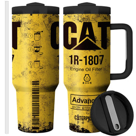 Equoza CAT 40oz tumbler with handle and straw, ideal for travel and hydration on the go