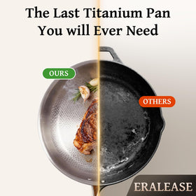 ERALEASE titanium pan with aluminum core delivers fast, even heat for crisp sautéing.