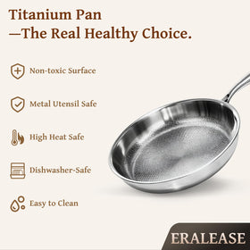 ERALEASE titanium pan with lid on preserves moisture for braising and sauces.