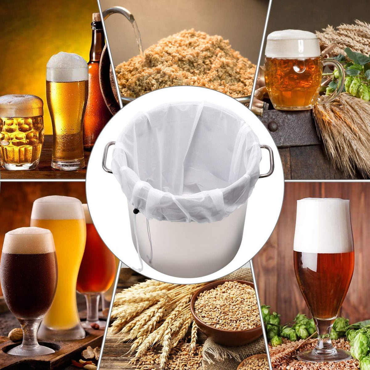 Eraturalky brew bag with drawstring ensures spill-free transfers.