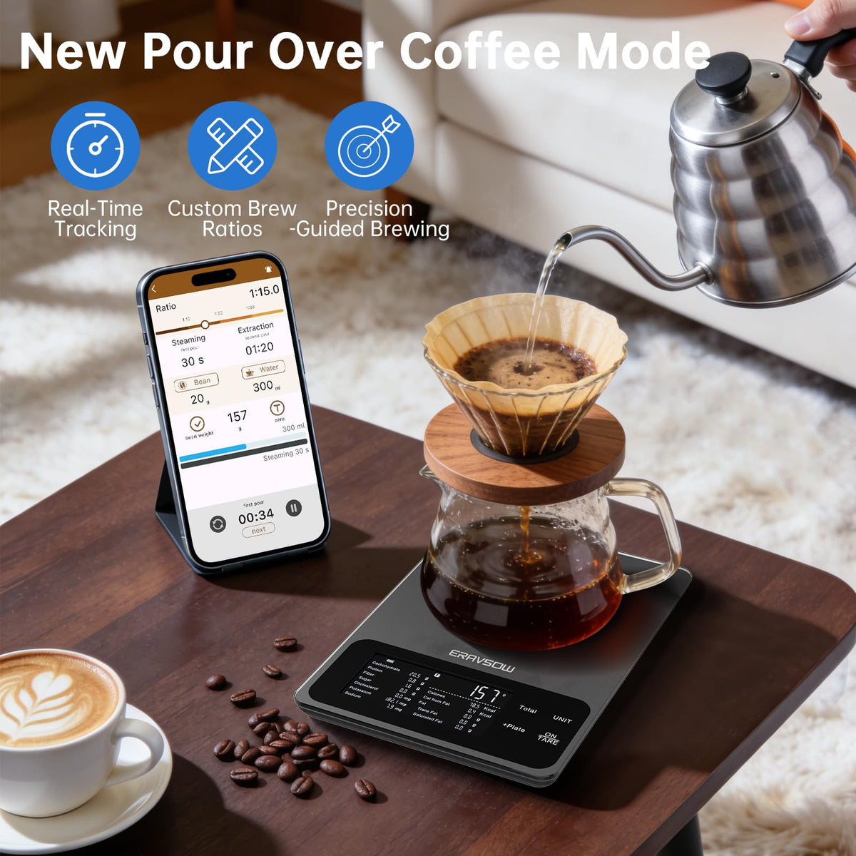 ERAVSOW compact design with non-slip base fits any counter.