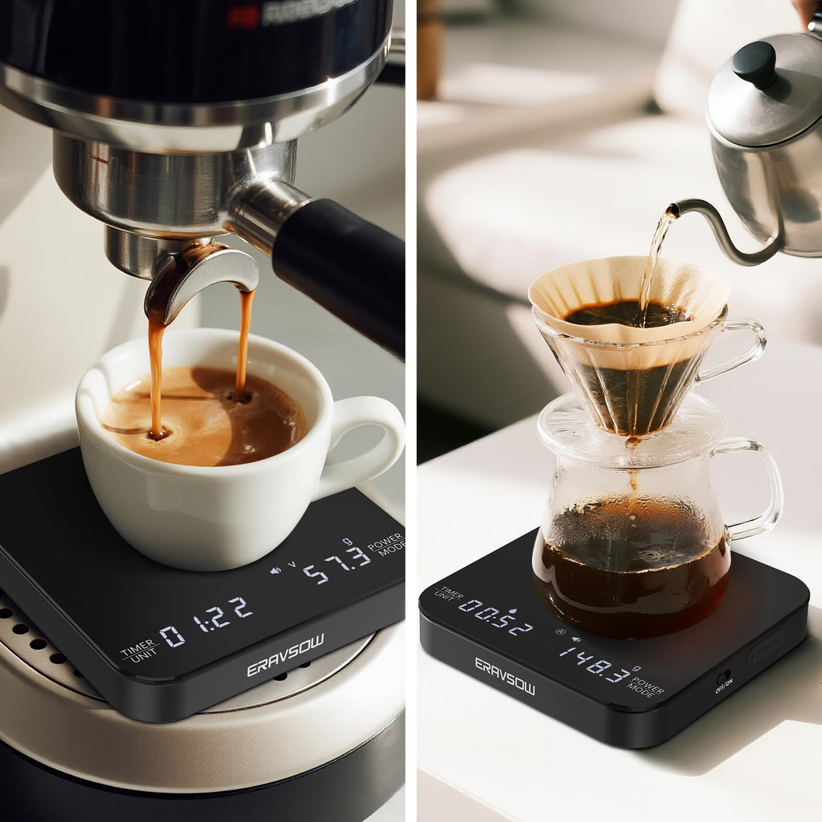 ERAVSOW 0.1 g accuracy for precise brewing measurements.