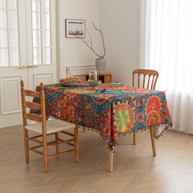 Erbnaryx boho tablecloth showing geometric pattern for modern farmhouse tables