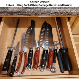 Ergo Chef edge guard for the 8-inch blue chef knife guards the edge during transport.