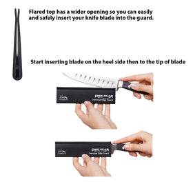 Ergo Chef edge guard for the 8-inch orange bread knife protects the blade in drawers.