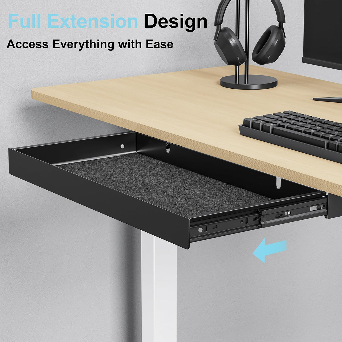 ERGO COLLECT back cable port neatly hides charging cables beneath the desk.