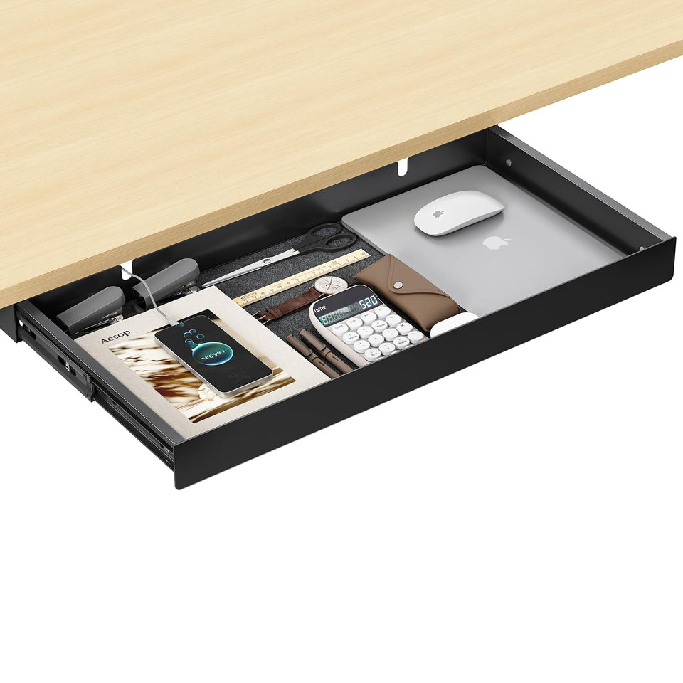 ERGO COLLECT under-desk drawer with full-extension slides for easy access.