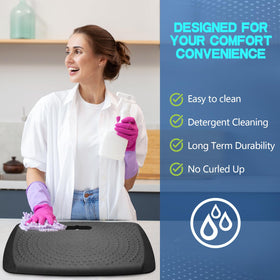 Ergohead anti-fatigue mat is portable for quick setup anywhere.