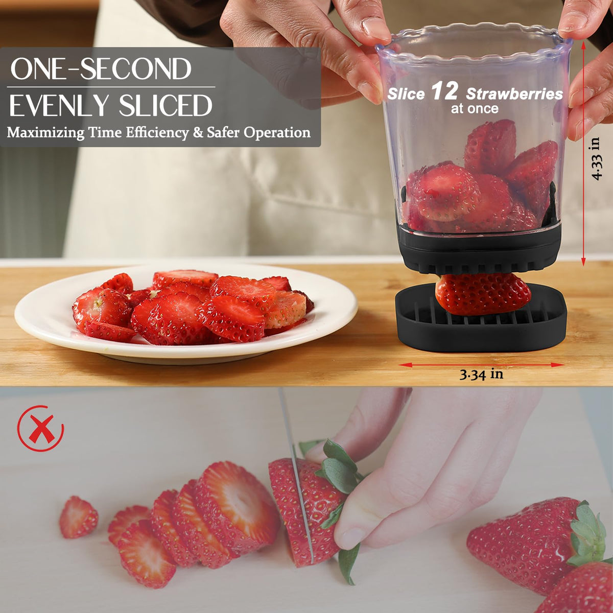 ERHIRY stainless steel cup slicer showing durable, rust-resistant build