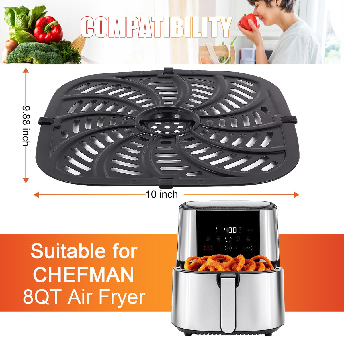 Ericair nonstick air fryer plate for easy food release and cleaning
