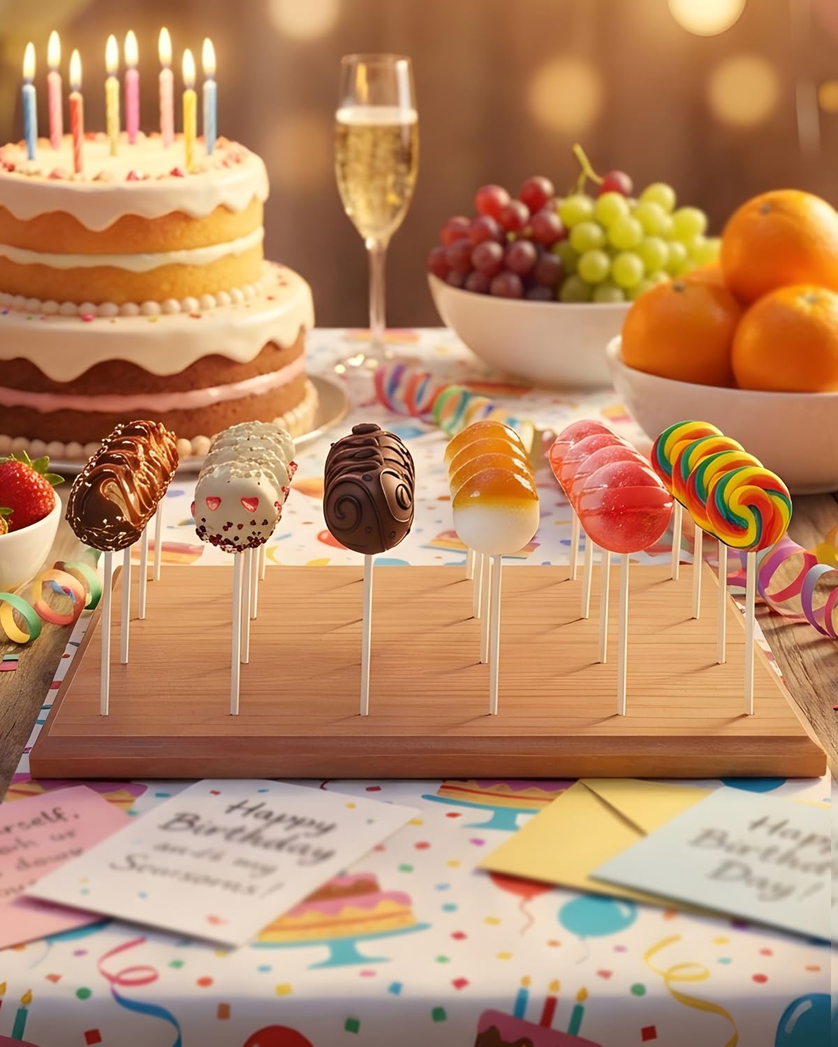 Erlsig cake pop drying stand ready for pops on a flat surface