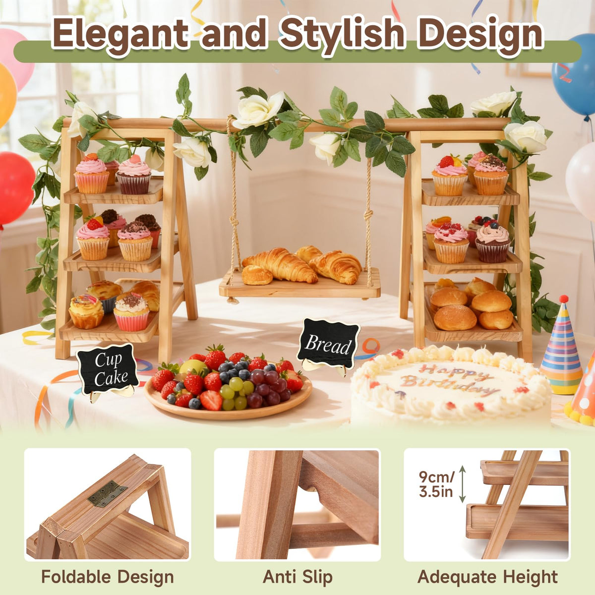 Erlsig foldable A-frame ladder rack provides sturdy, wobble-free setup.