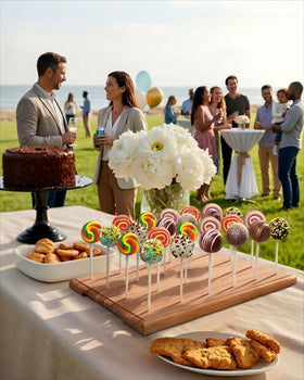 Natural pine wood with rustic grain on Erlsig cake pop stand