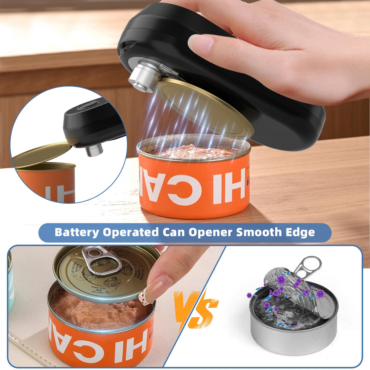 EROBSKJ food-grade blade and magnet prevent spills and protect fingers.