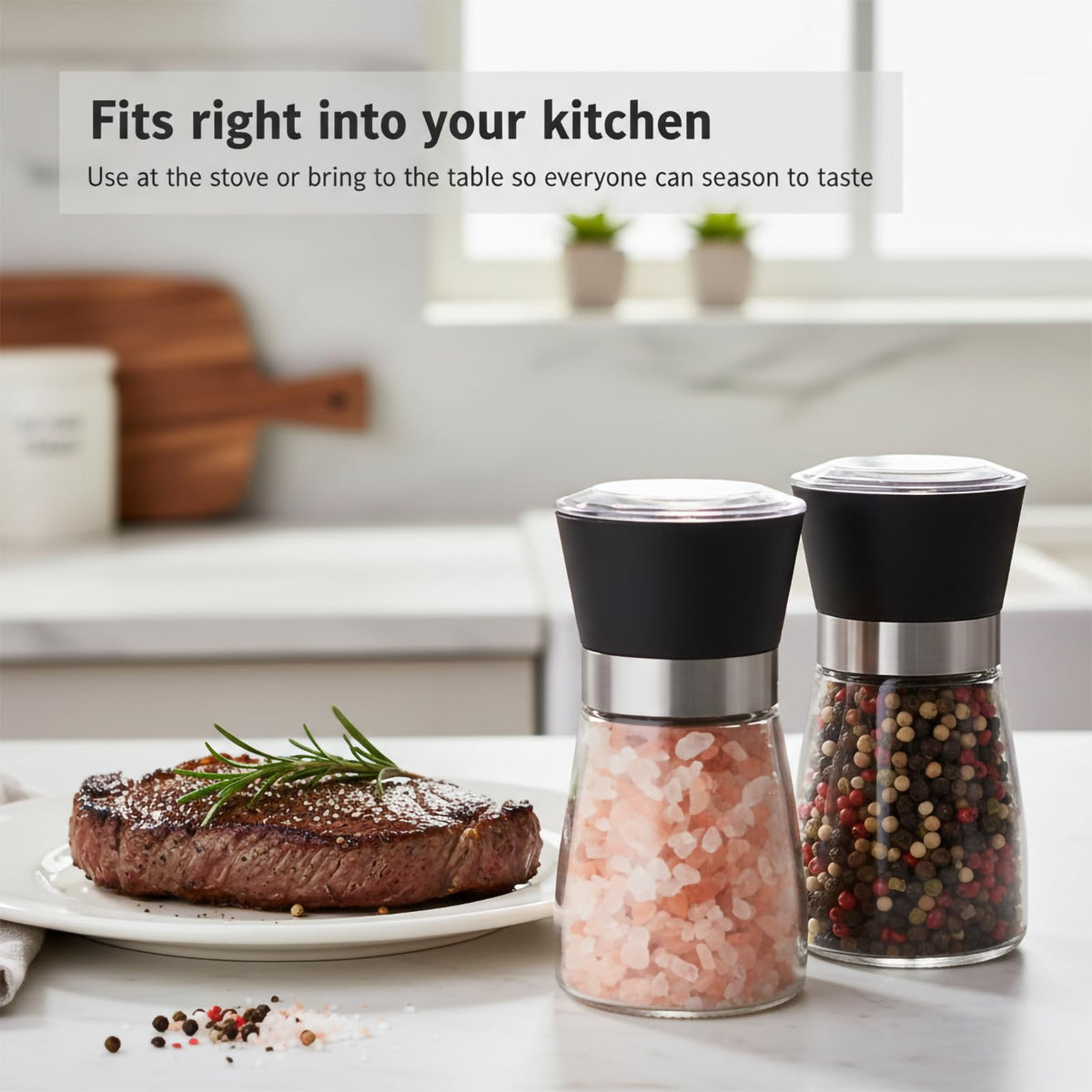 ErrandsHelper clear glass jars on countertop display contents at a glance