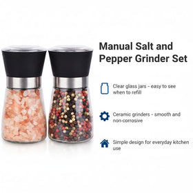 ErrandsHelper refillable glass jars 180ml for easy salt and pepper monitoring