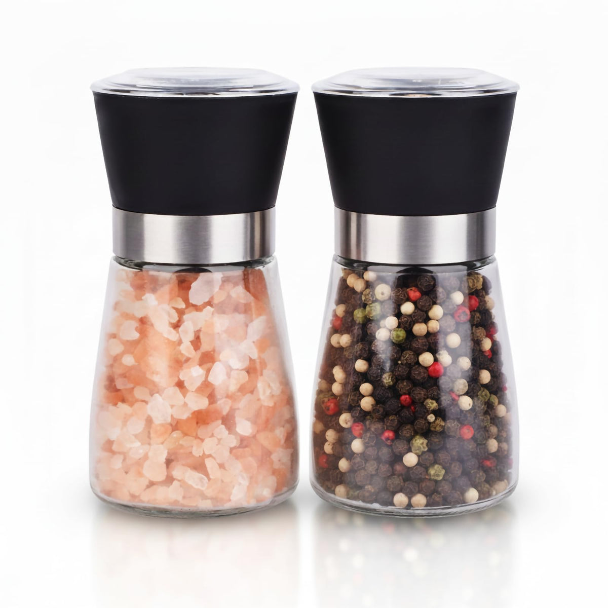 ErrandsHelper salt and pepper grinders top view showing adjustable grind control