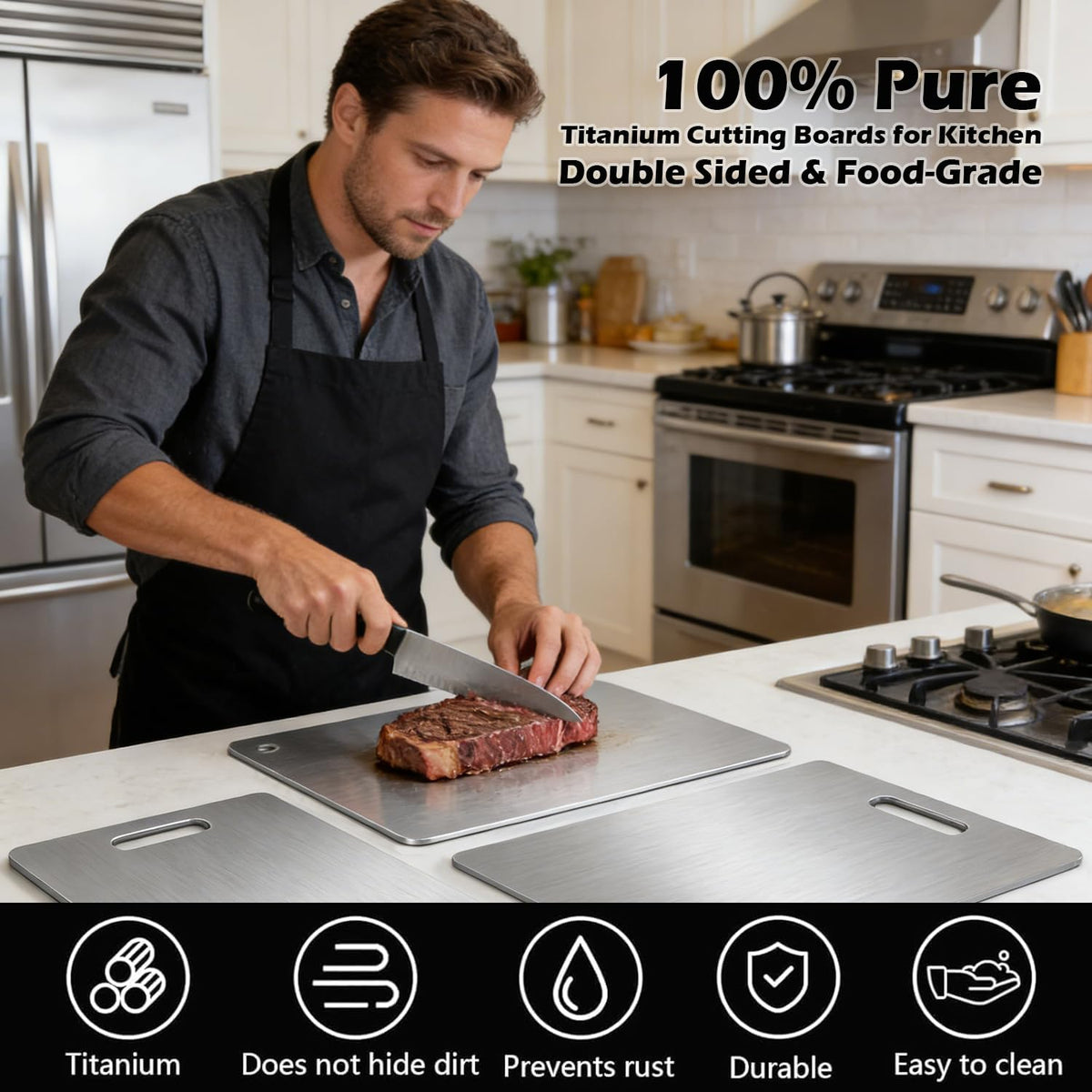 ERRECI titanium cutting board M knife-friendly surface preserves sharp blades