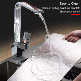 ERRECI titanium cutting board set includes anti-slip pad and dishcloths for stability