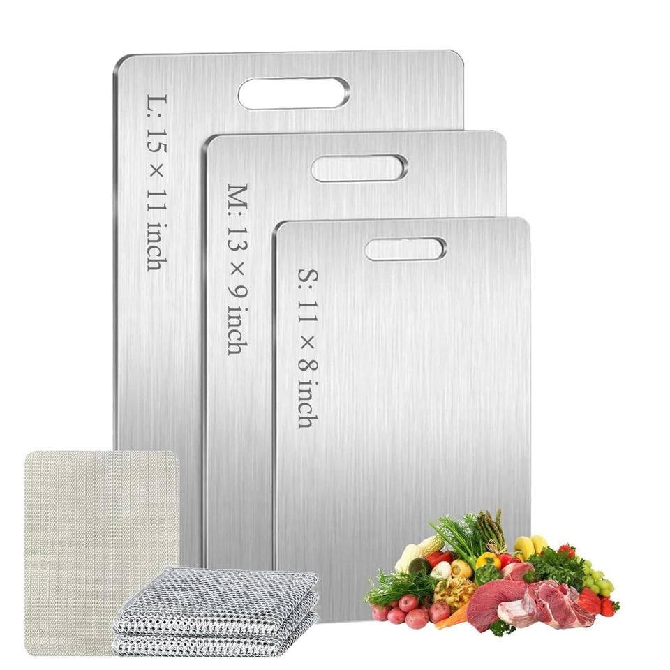 ERRECI titanium cutting board set M top view for compact prep