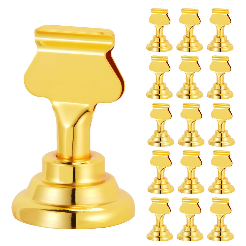 ERYTLLY 16-pack gold place card holders displaying name cards at weddings
