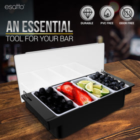 Esatto bar caddy enhances busy service in home or commercial bars.