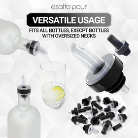 Esatto 12 pourers set ensures precise, spill-free pours every time.