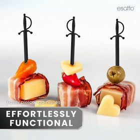 Esatto durable sword skewers withstand heavy garnishes during service.