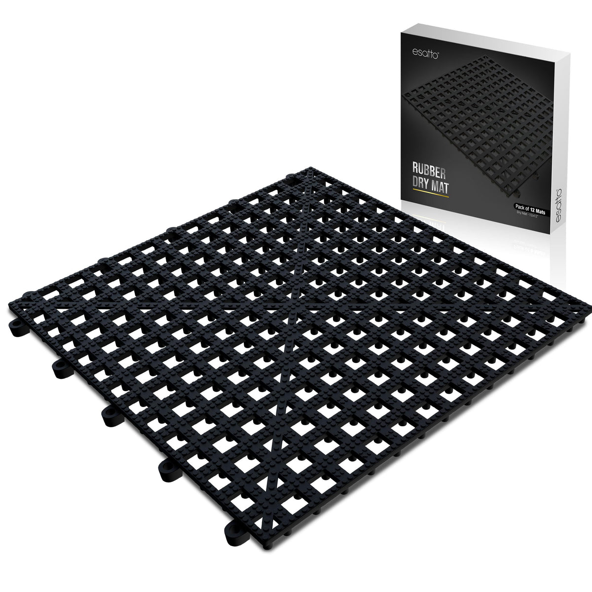 Esatto interlocking shelf mats 12in front view highlighting anti-slip stability for glassware.